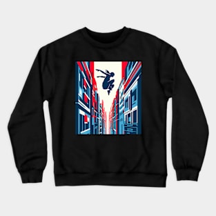 Jumping between buildings Crewneck Sweatshirt